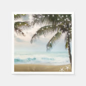 Serviette En Papier Plage tropicale Océan Palm Trees & Lumières Mariag (Devant)