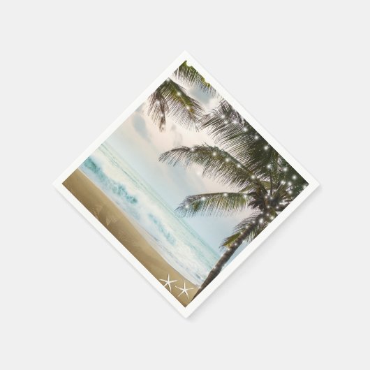 Serviette En Papier Plage tropicale Océan Palm Trees & Lumières Mariag (Coin)