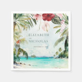 Serviette En Papier Plage tropicale Palm floral | Napkins Mariage (Devant)