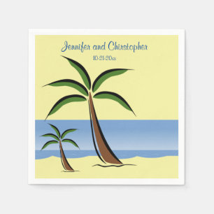 Serviette En Papier Plage tropicale Palm Tree Sable Mariage d'été Océa