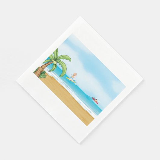 Serviette En Papier Plage tropicale Plage amusante Été Océan (Coin)