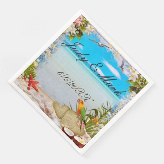 Serviette En Papier Plage tropicale Plage Floral Mariage Papier (Coin)