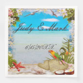 Serviette En Papier Plage tropicale Plage Floral Mariage Papier (Devant)