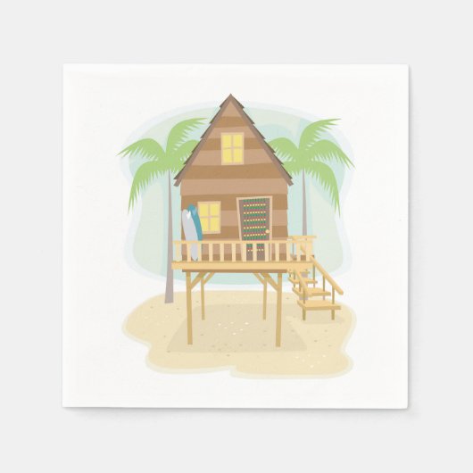 Serviette En Papier Plage tropicale Planches de surf et palmiers (Devant)