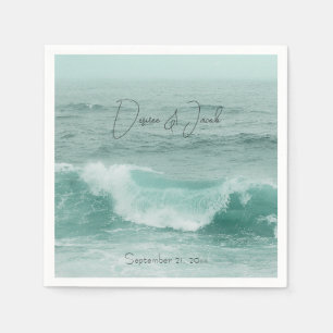 Serviette En Papier Plage Turquoise Blanc Marine