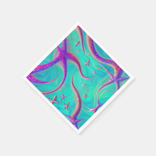 Serviette En Papier Plage turquoise et violette de Starfish (Coin)