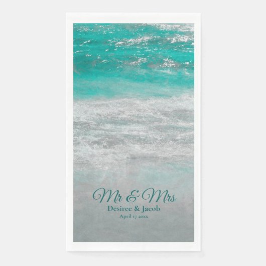 Serviette En Papier Plage Turquoise Tropical Ocean Waves Mariage (Devant)