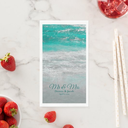 Serviette En Papier Plage Turquoise Tropical Ocean Waves Mariage (En situation)