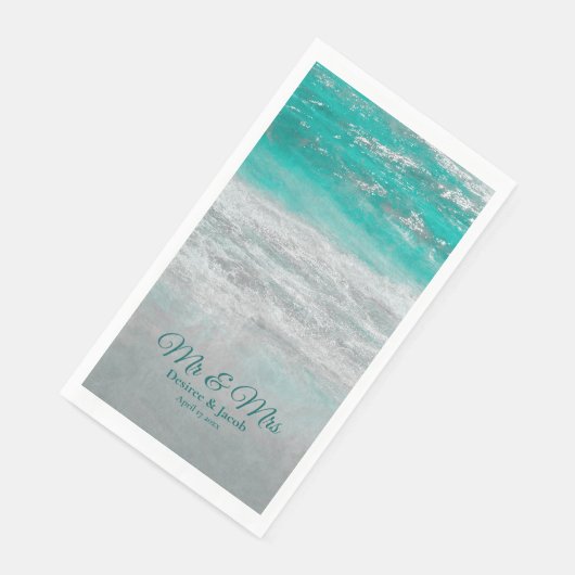 Serviette En Papier Plage Turquoise Tropical Ocean Waves Mariage (Coin)