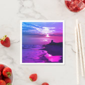 Serviette En Papier Plage violet coucher de soleil Papier serviettes (En situation)