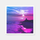 Serviette En Papier Plage violet coucher de soleil Papier serviettes (Devant)