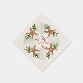 Serviette En Papier Plage Wreath Joyeux n Joyeux Noël Napkin (Coin)