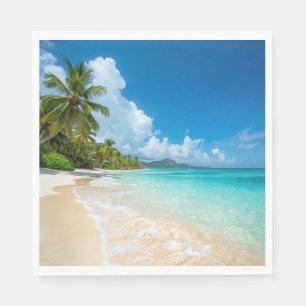 Serviette En Papier Plages aux palmiers océan tropical 