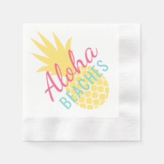 Serviette En Papier Plages d'Aloha Ananas Tropical Jaune (Devant)