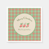 Serviette En Papier Plaid à base verte de Noël (Devant)
