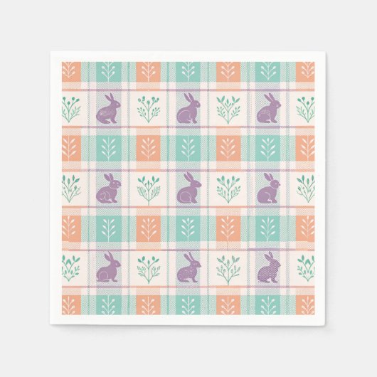 Serviette En Papier Plaid à carreaux de Pâques (Devant)