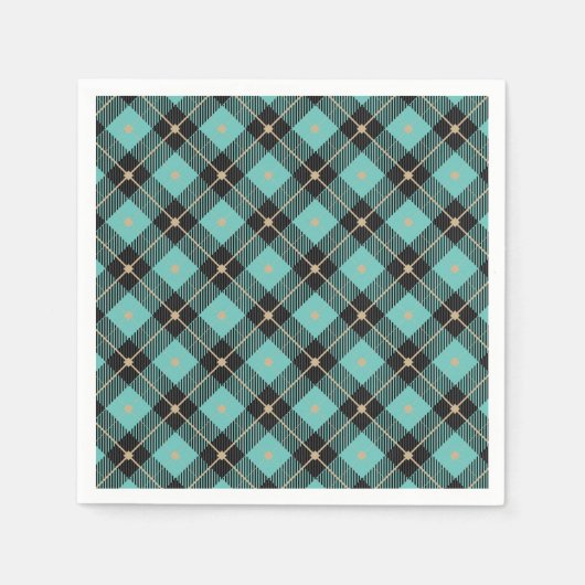 Serviette En Papier Plaid à eau noire tendance (Devant)