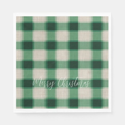 Serviette En Papier Plaid à la crème verte (Devant)