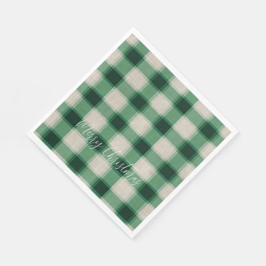 Serviette En Papier Plaid à la crème verte (Coin)