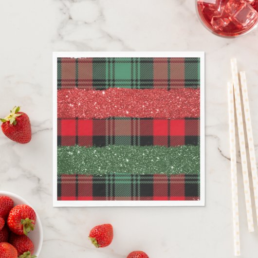 Serviette En Papier Plaid and Glitter Paper Napkin (En situation)