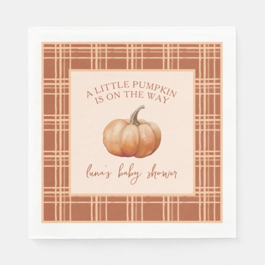 Serviette En Papier Plaid Automne Un Petit Baby shower Citrouille (Devant)