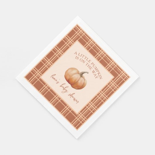 Serviette En Papier Plaid Automne Un Petit Baby shower Citrouille (Coin)