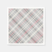 Serviette En Papier plaid blanc gris rose classique (Devant)
