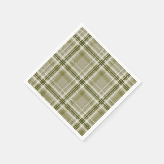 Serviette En Papier plaid blanc olive et beige masculin (Coin)