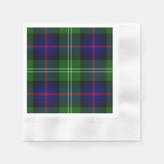 Serviette En Papier plaid bleu vert de tartan du sud (Devant)