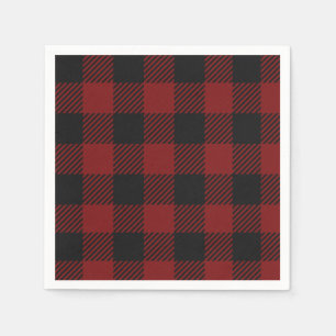 Serviette En Papier Plaid classique de bisons rouges rustiques Vérif