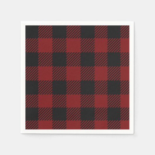 Serviette En Papier Plaid classique de bisons rouges rustiques | Vérif (Devant)