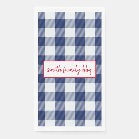 Serviette En Papier Plaid de buffle bleu et blanc personnalisé (Devant)