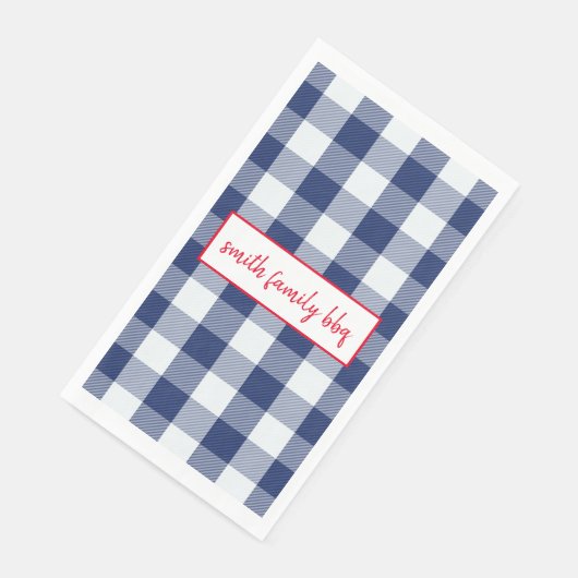 Serviette En Papier Plaid de buffle bleu et blanc personnalisé (Coin)