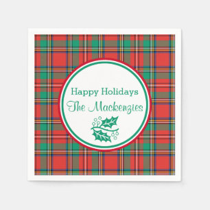 Serviette En Papier Plaid de Noël classique personnalisé