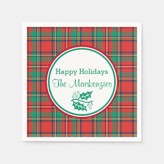 Serviette En Papier Plaid de Noël classique personnalisé (Devant)