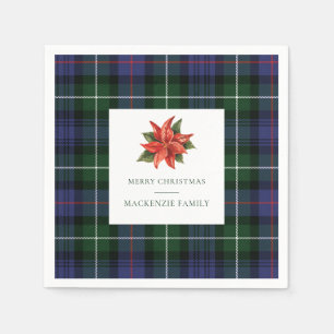 Serviette En Papier Plaid Floral Rustique Botanique de Noël Tartan