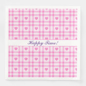 Serviette En Papier Plaid Modern Pink Heart Collection (Devant)