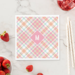 Serviette En Papier Plaid Monogramme personnalisé / Motif Tartan