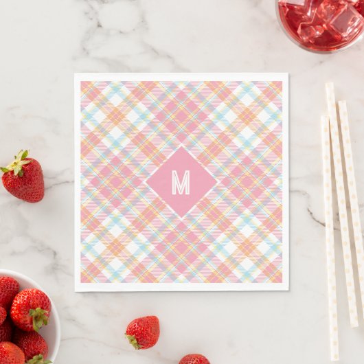 Serviette En Papier Plaid Monogramme personnalisé / Motif Tartan (En situation)