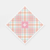 Serviette En Papier Plaid Monogramme personnalisé / Motif Tartan (Coin)