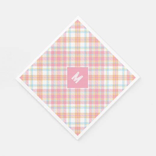 Serviette En Papier Plaid Monogramme personnalisé / Motif Tartan (Coin)