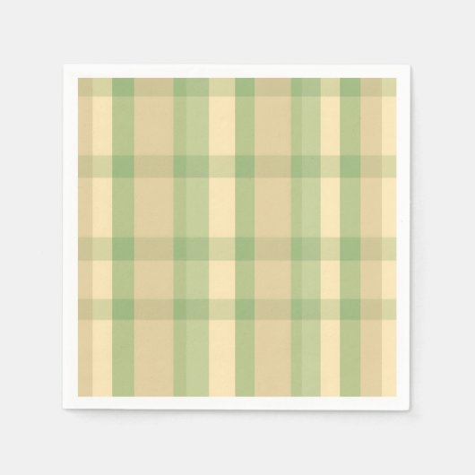Serviette En Papier Plaid Motif vert doux et beige (Devant)