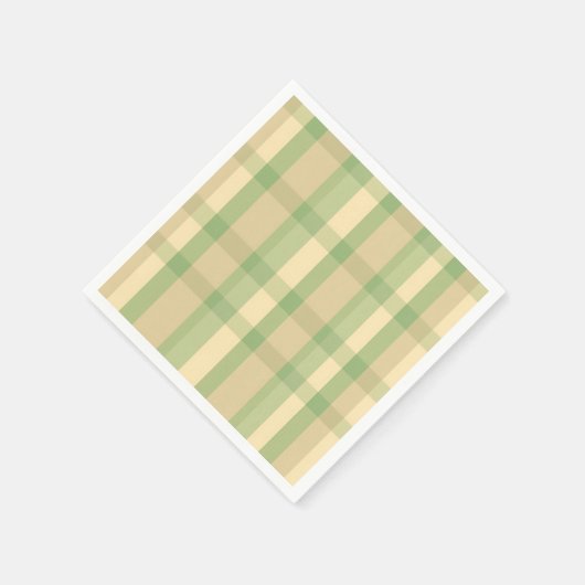 Serviette En Papier Plaid Motif vert doux et beige (Coin)