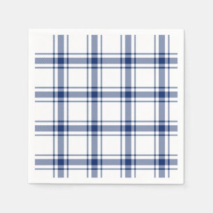 Serviette En Papier Plaid Nautique Bleu et Blanc