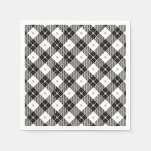 Serviette En Papier Plaid noir blanc branché