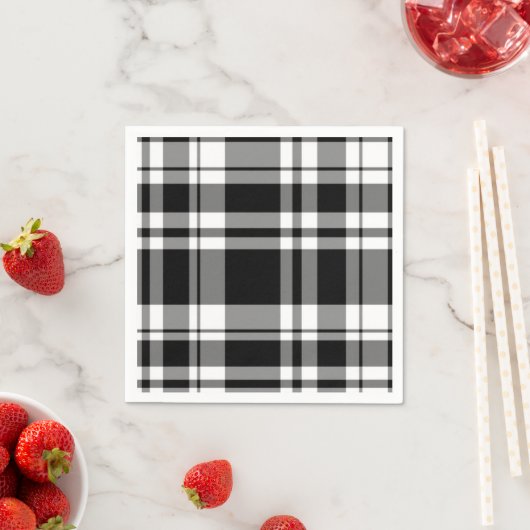 Serviette En Papier Plaid noir et blanc (En situation)