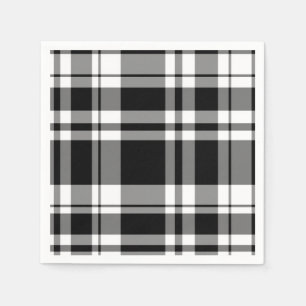Serviette En Papier Plaid noir et blanc