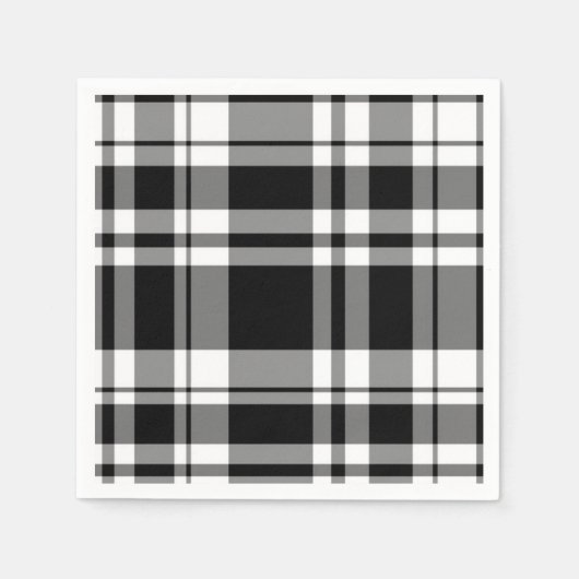 Serviette En Papier Plaid noir et blanc (Devant)