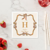 Serviette En Papier Plaid Orange Blue Monogramme Personnalisé Napkin (En situation)