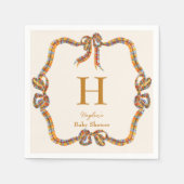 Serviette En Papier Plaid Orange Blue Monogramme Personnalisé Napkin (Devant)